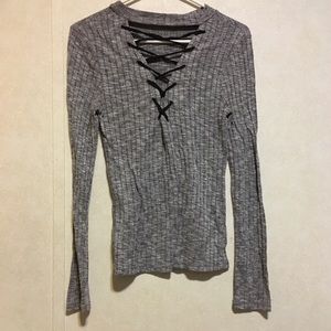 Deep V cut tie up top